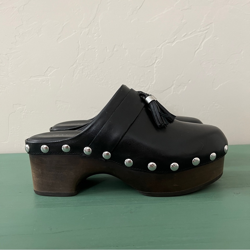 Rag and Bone Johannes Black Leather Clog Mules 38